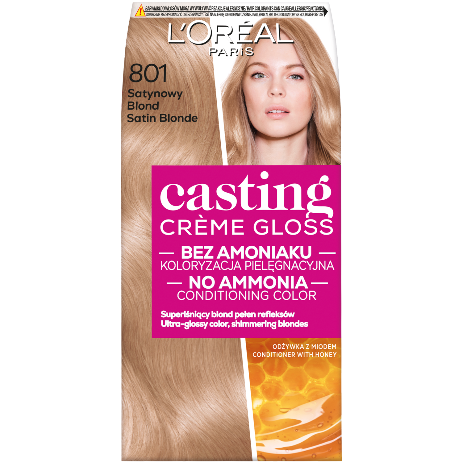 L'Oréal Paris Casting Crème Gloss farba do włosów 801 satynowy blond, 1  opak. | hebe.pl