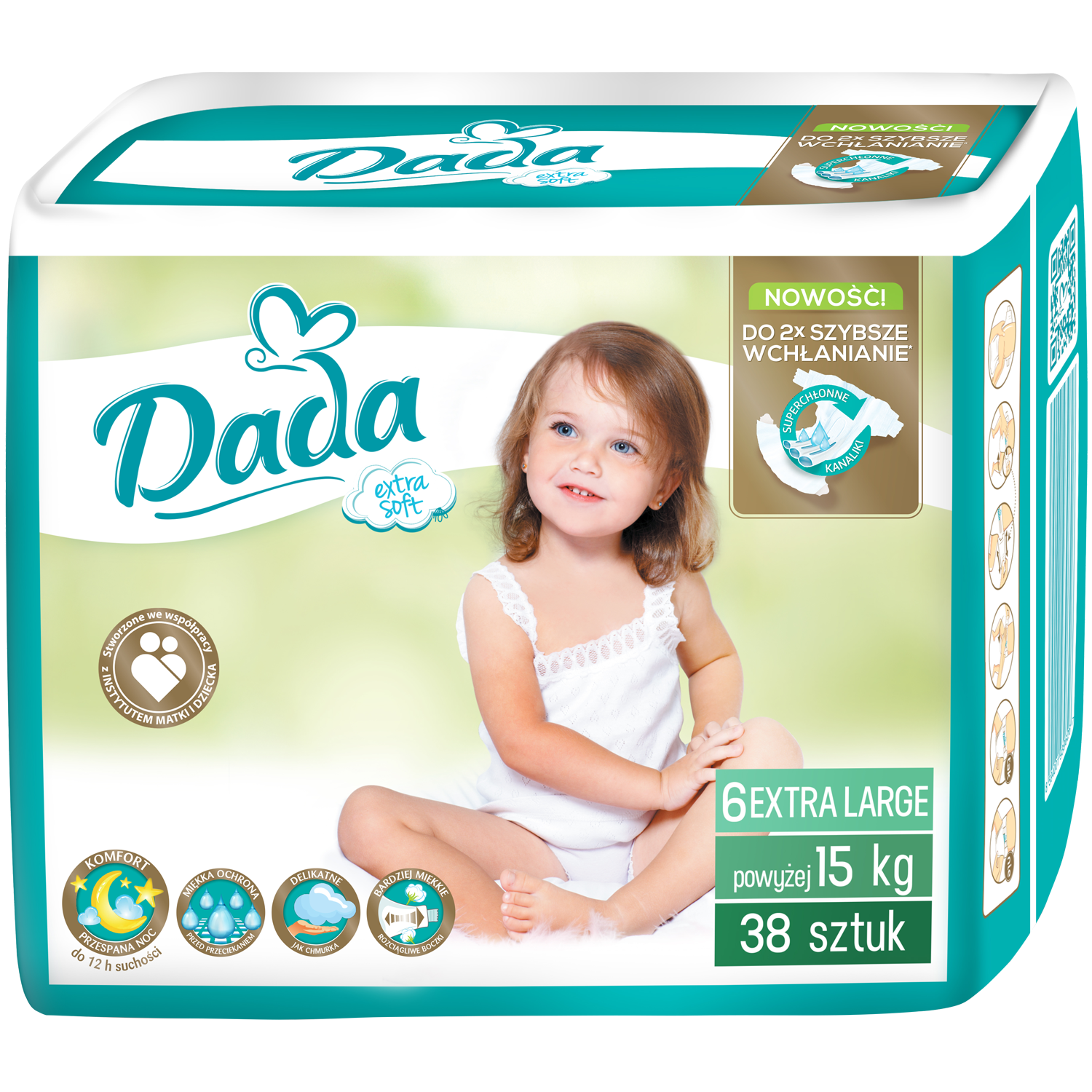 Dada Extra Soft pieluchy dla dzieci rozm. 6 XL, 38 szt./1 opak. | hebe.pl