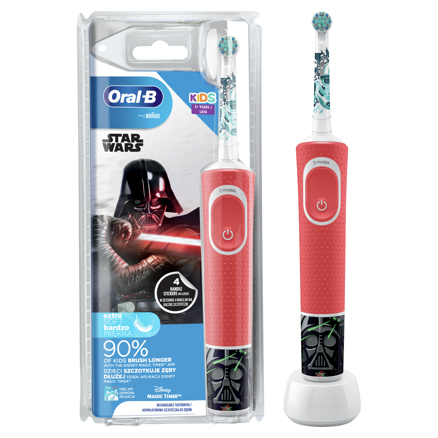 Oral-B Kids Star Wars szczoteczka elektryczna do zębów dla dzieci powyżej 3  lat: rączka, 1 szt. + końcówka, 1 szt. | hebe.pl