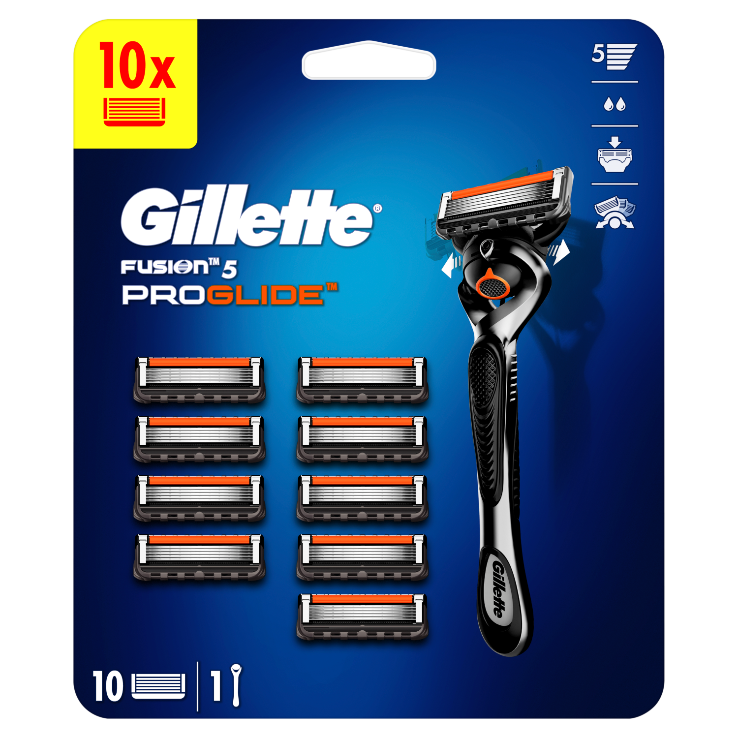 Gillette Fusion 5 Proglide maszynka do golenia, 1 szt. + ostrza, 10 szt./1  opak. | hebe.pl