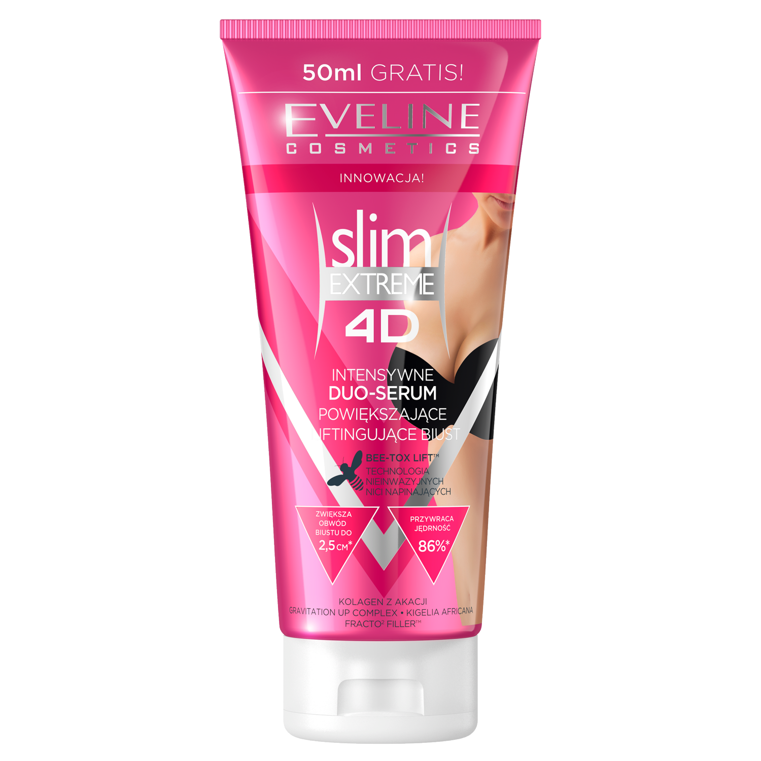 Eveline Cosmetics Slim Extreme 4D intensywne serum powiększające i  poprawiające strukturę biustu, 200 ml | hebe.pl