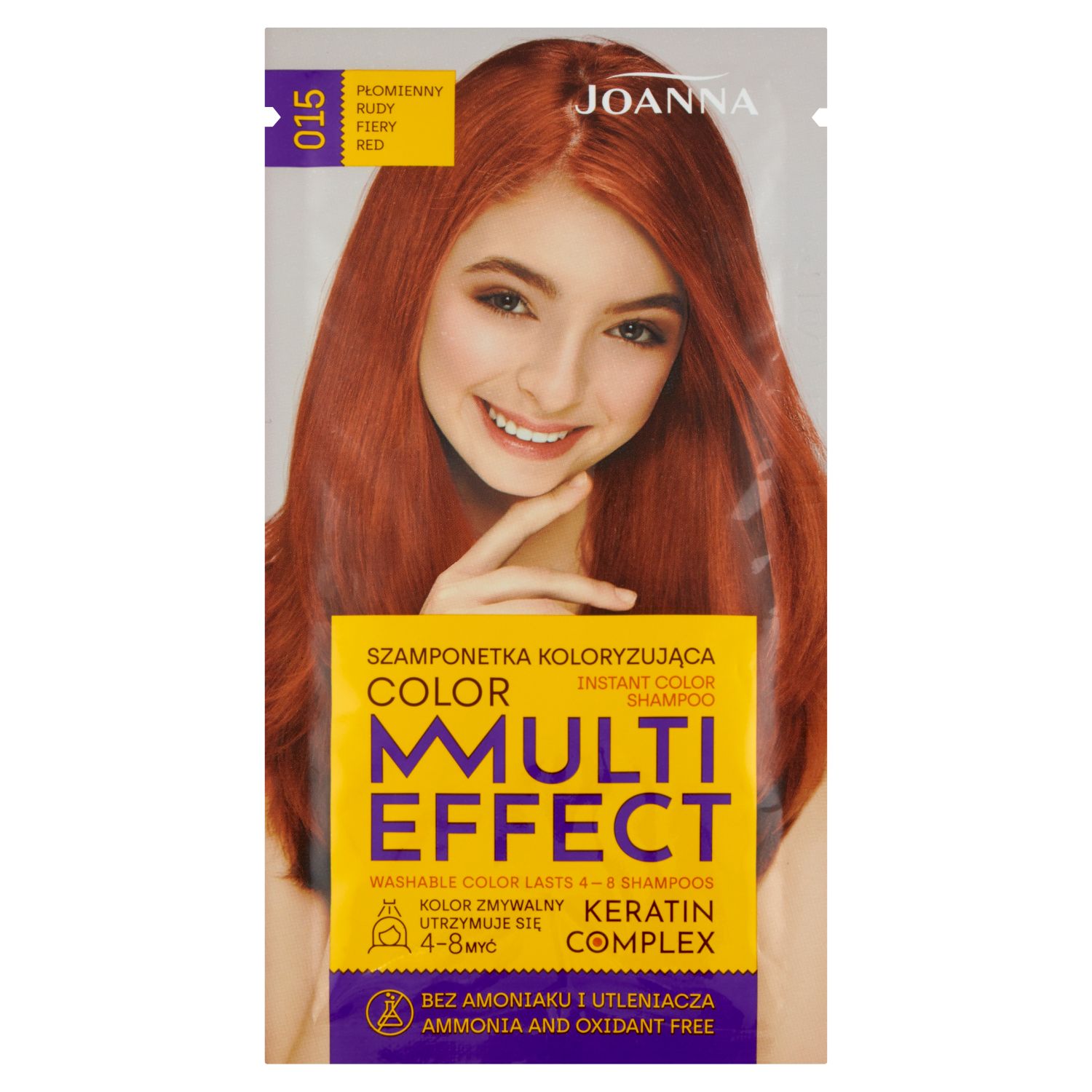 Joanna Multi Effect szamponetka koloryzująca 015 płomienny rudy, 35 g |  hebe.pl