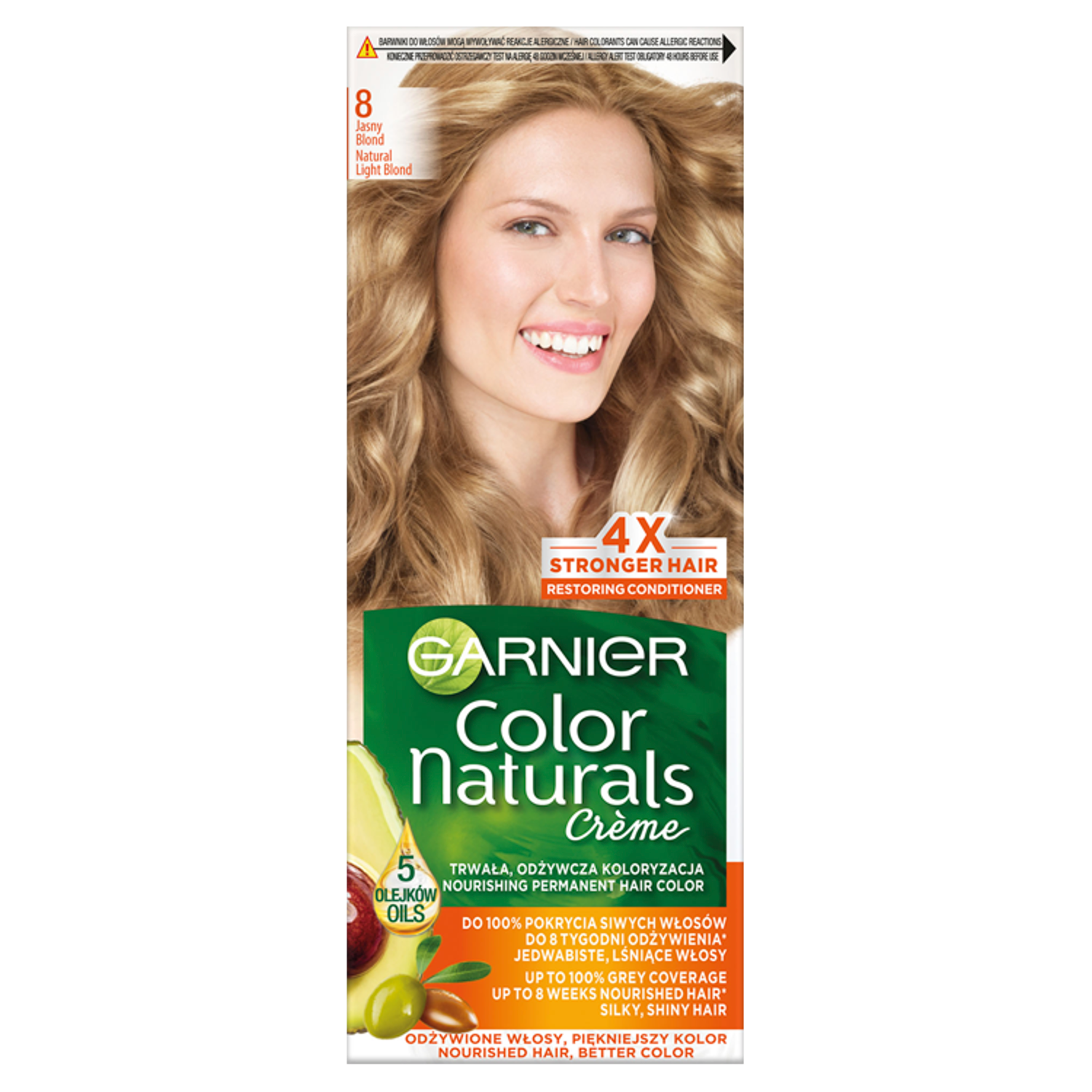 Garnier Color Naturals Créme farba do włosów 8 jasny blond, 1 opak. |  hebe.pl