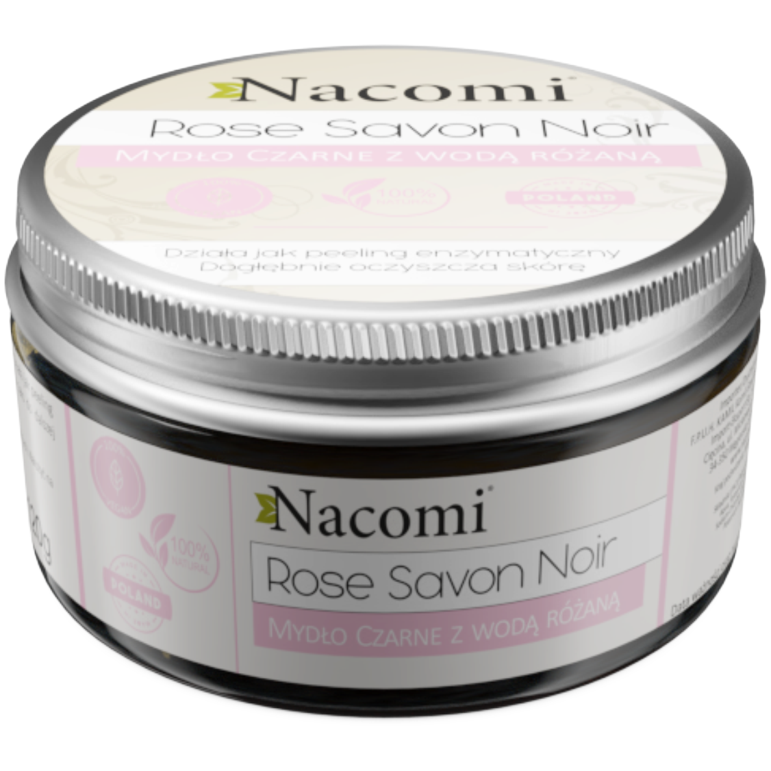 Nacomi Rose Savon Noir mydło czarne z wodą różaną, 125 g | hebe.pl