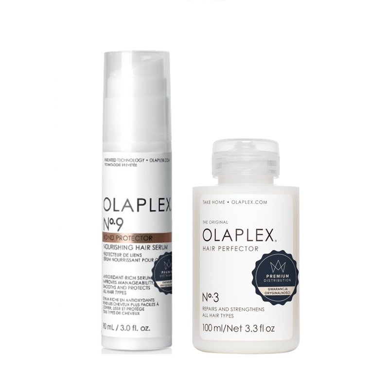 Olaplex No.9 and No.3 zestaw: serum ochronne, 90 ml + kuracja odbudowująca,  100 ml | hebe.pl