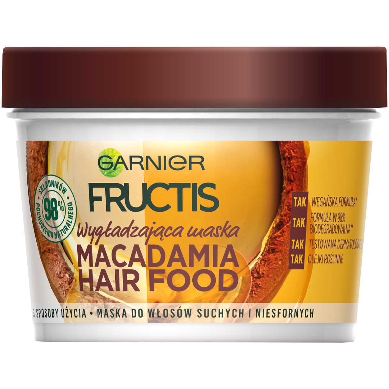 Garnier Fructis Macadamia Hair Food maska do włosów suchych i niesfornych,  390 ml | hebe.pl