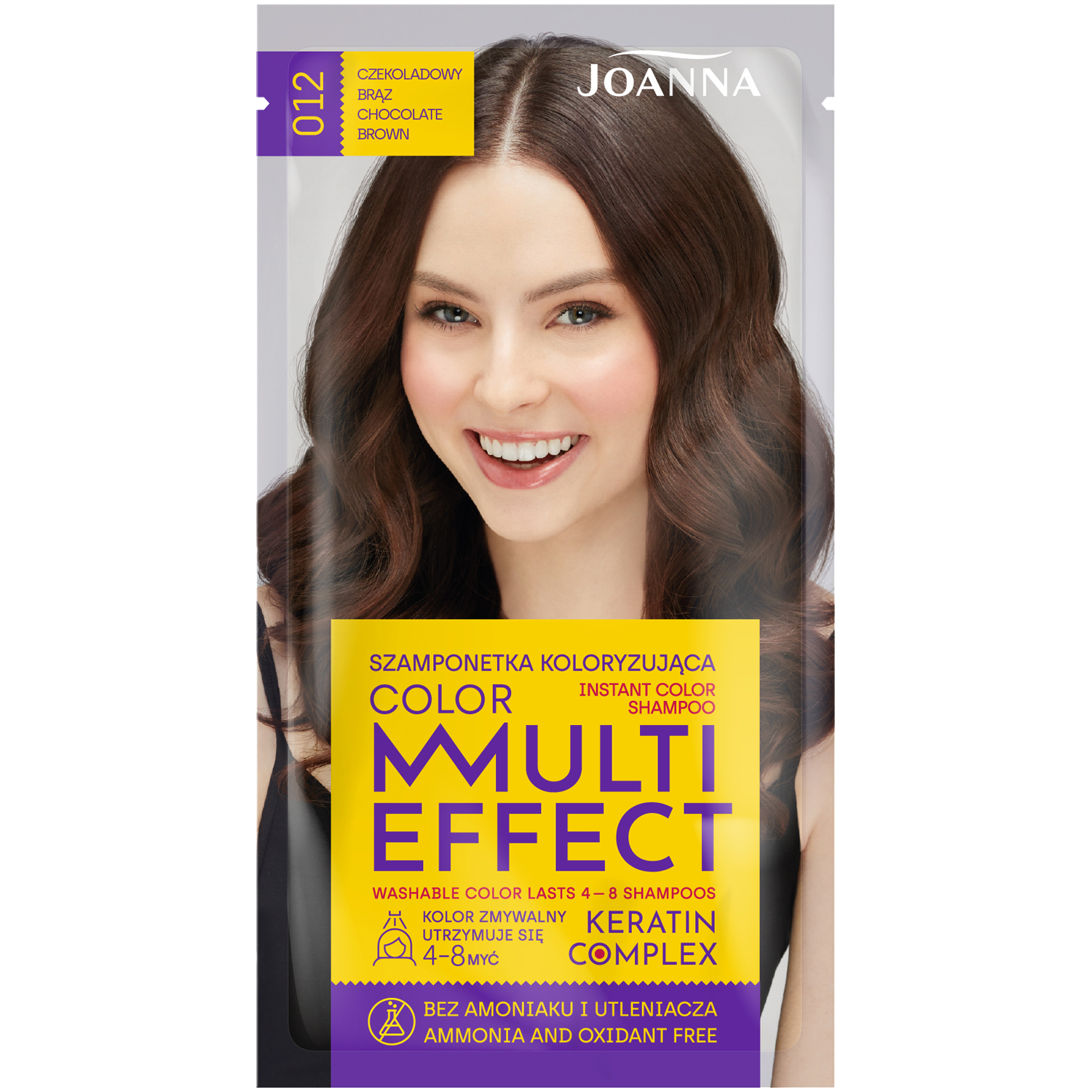 Joanna Multi Effect szamponetka koloryzująca 012 czekoladowy brąz, 35 g |  hebe.pl