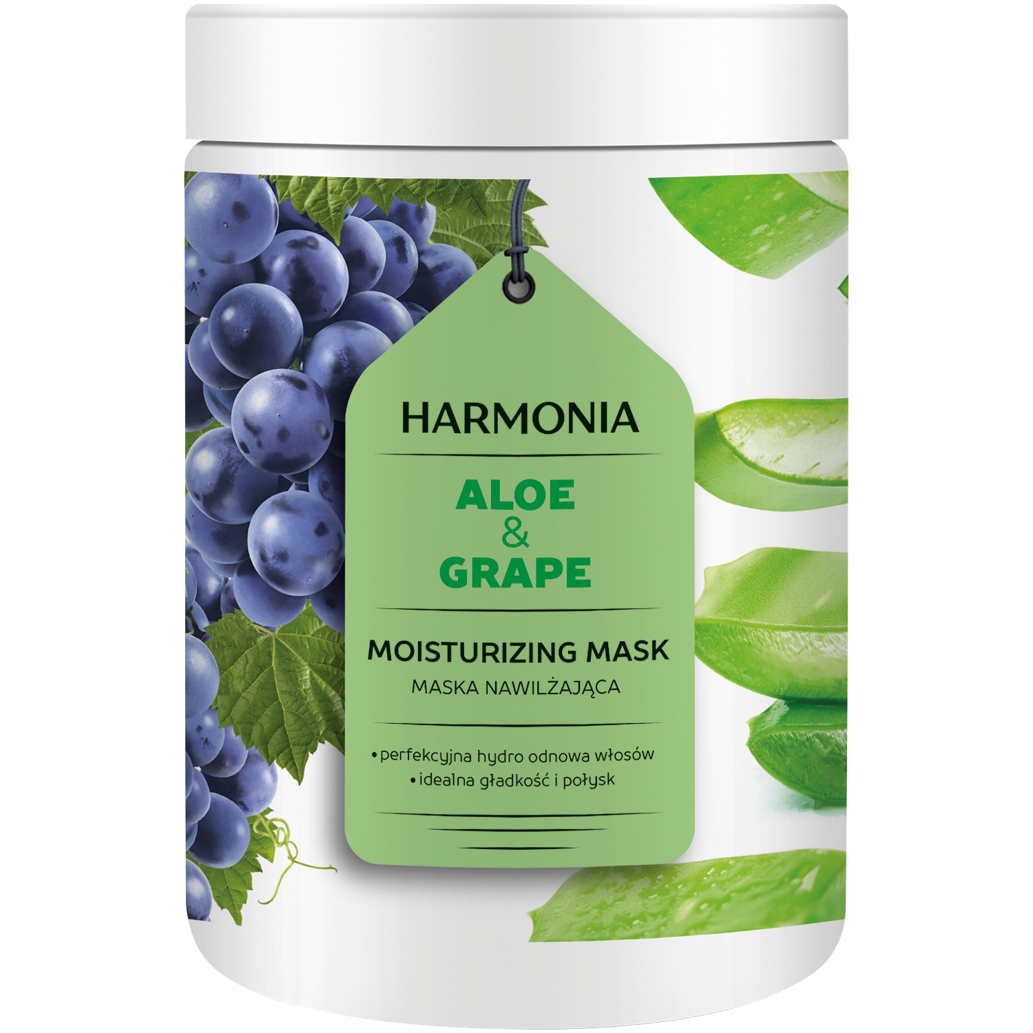 Harmonia Aloe & Grape nawilżająca maska do włosów, 1000 g | hebe.pl