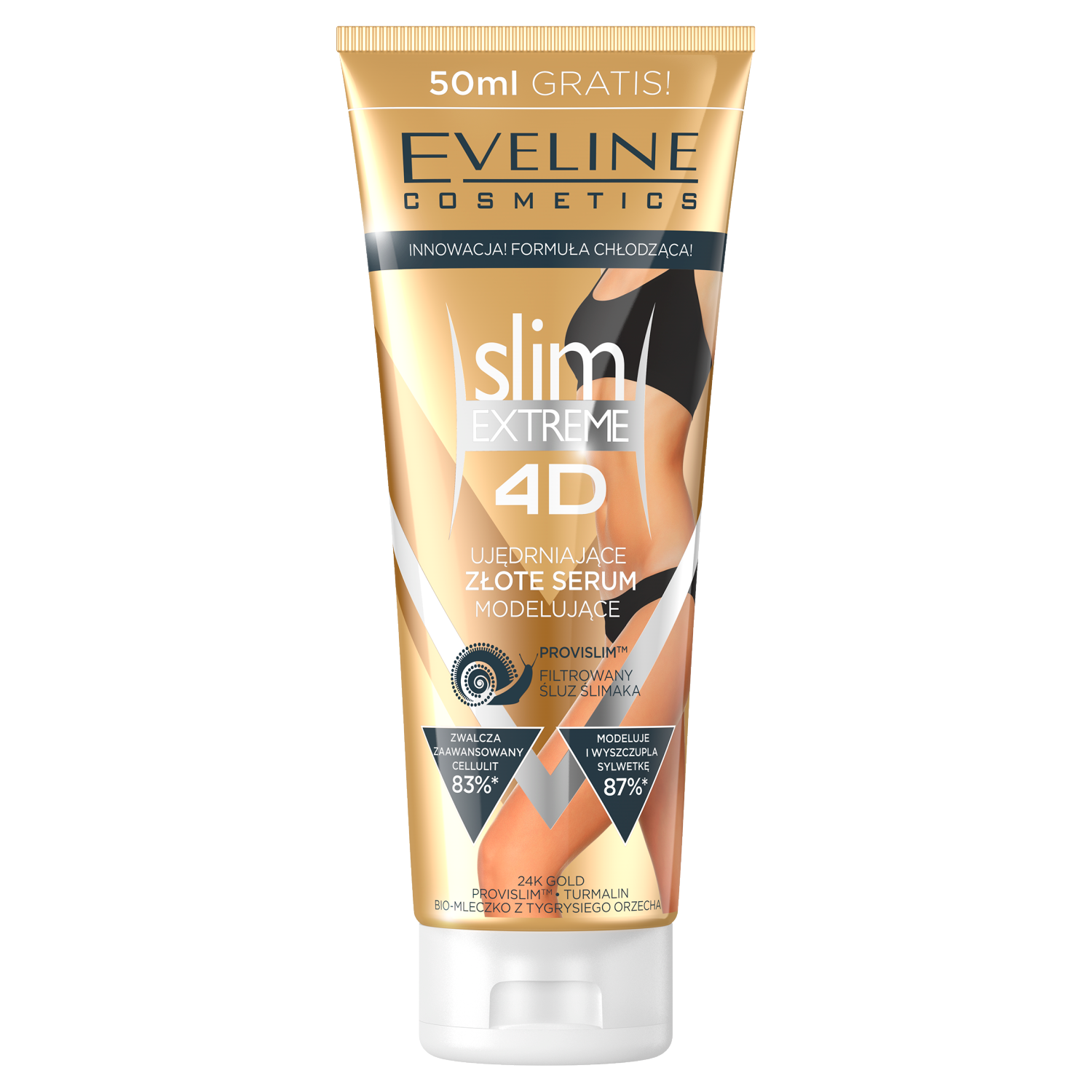 Eveline Cosmetics Slim Extreme 4 D złote serum wyszczuplająco-modelujące do  ciała, 250 ml | hebe.pl