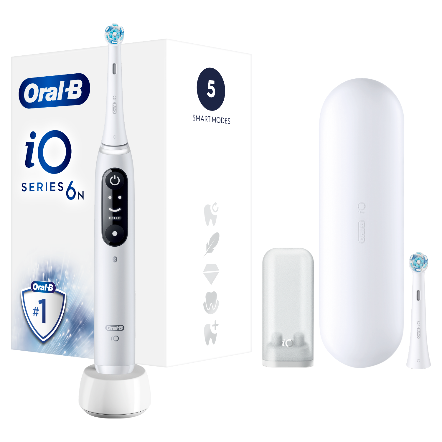 Oral-B iO Series 6 White Alabaster szczoteczka magnetyczna do mycia zębów,  1 szt. | hebe.pl