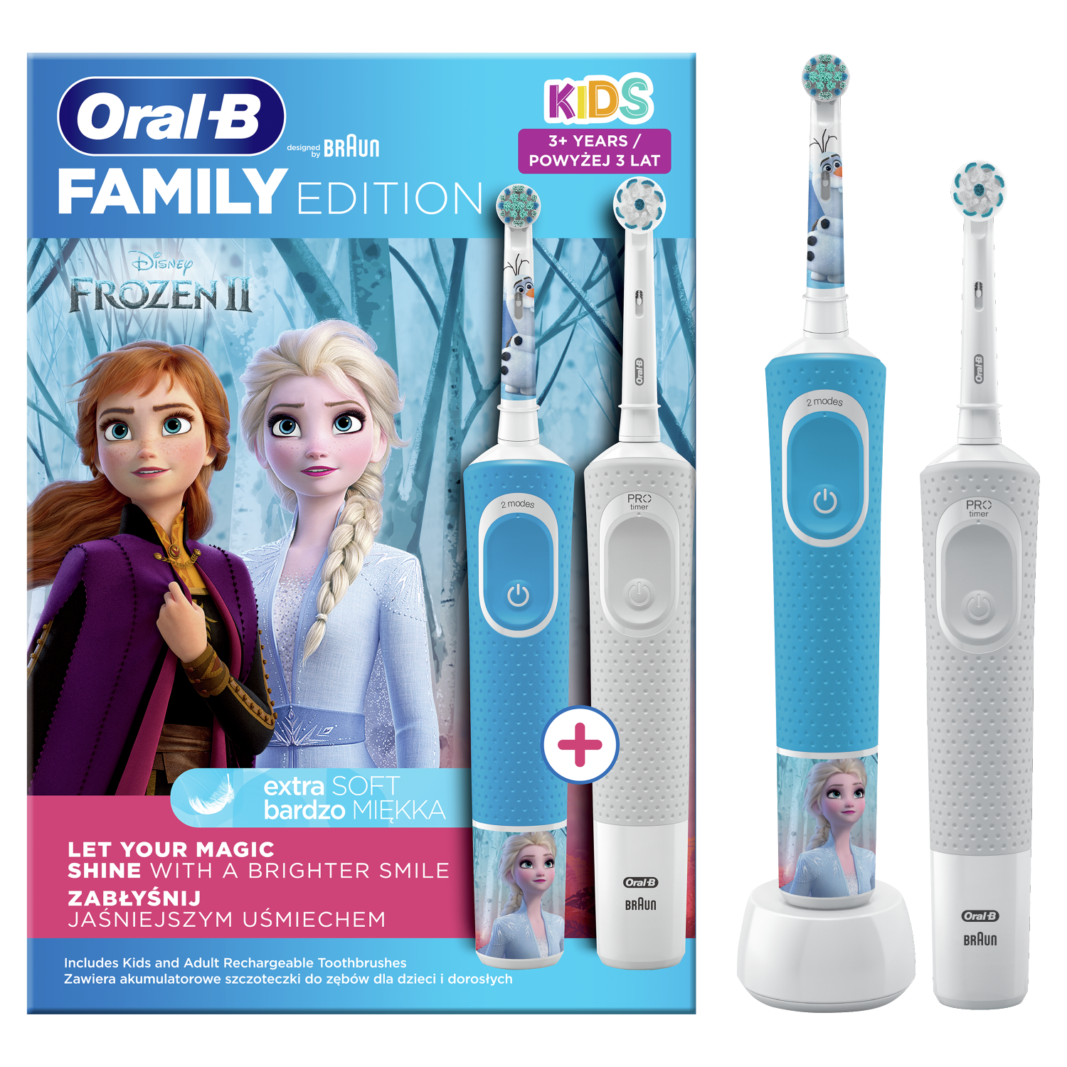 Oral-B Family Frozen II zestaw: szczoteczka elektryczna dla dorosłych, 1  szt. + szczoteczka elektryczna dla dzieci, 1 szt. | hebe.pl