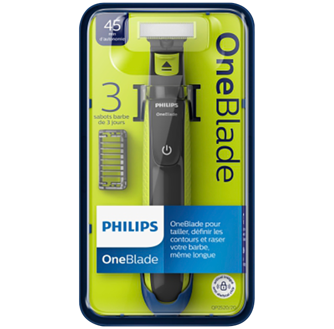 Philips OneBlade QP2520/20 zestaw do twarzy: maszynka do golenia, 1 szt. +  nasadki, 3 szt. + ładowarka, 1 szt. | hebe.pl