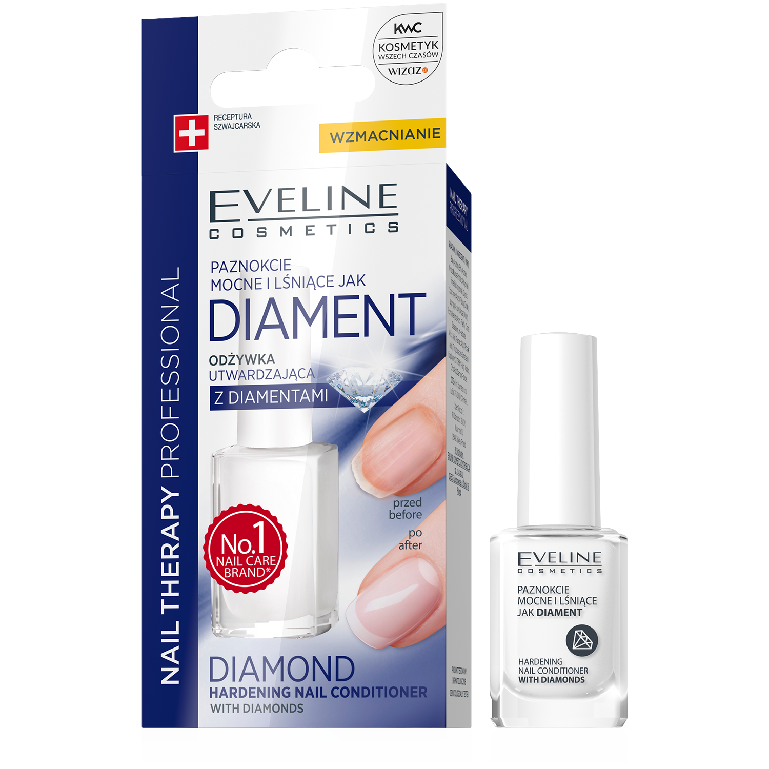 Eveline Cosmetics Nail Therapy Professional utwardzająca odżywka do paznokci  z diamentami, 12 ml | hebe.pl