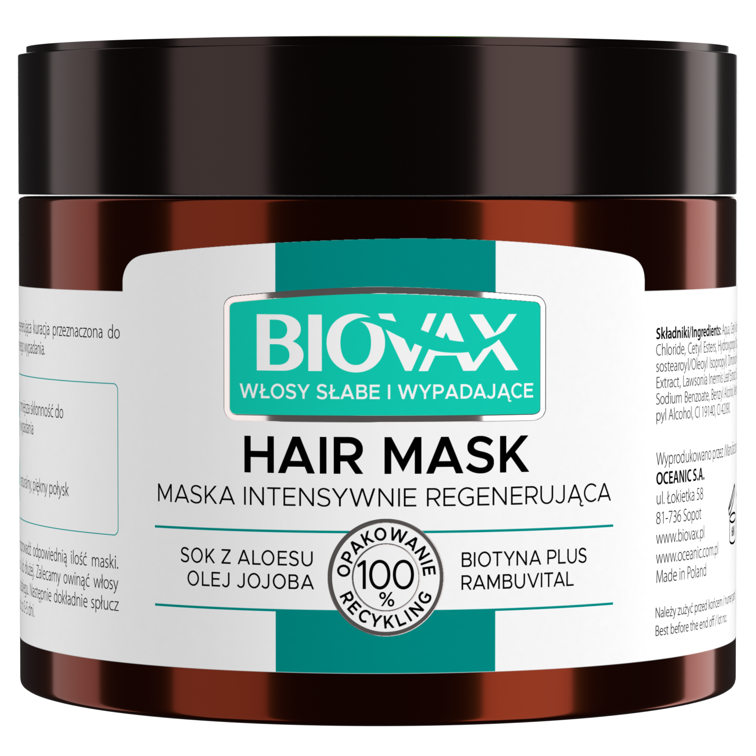 Biovax Biovax intensywnie regenerująca maska do włosów słabych ze  skłonnością do wypadania, 250 ml | hebe.pl