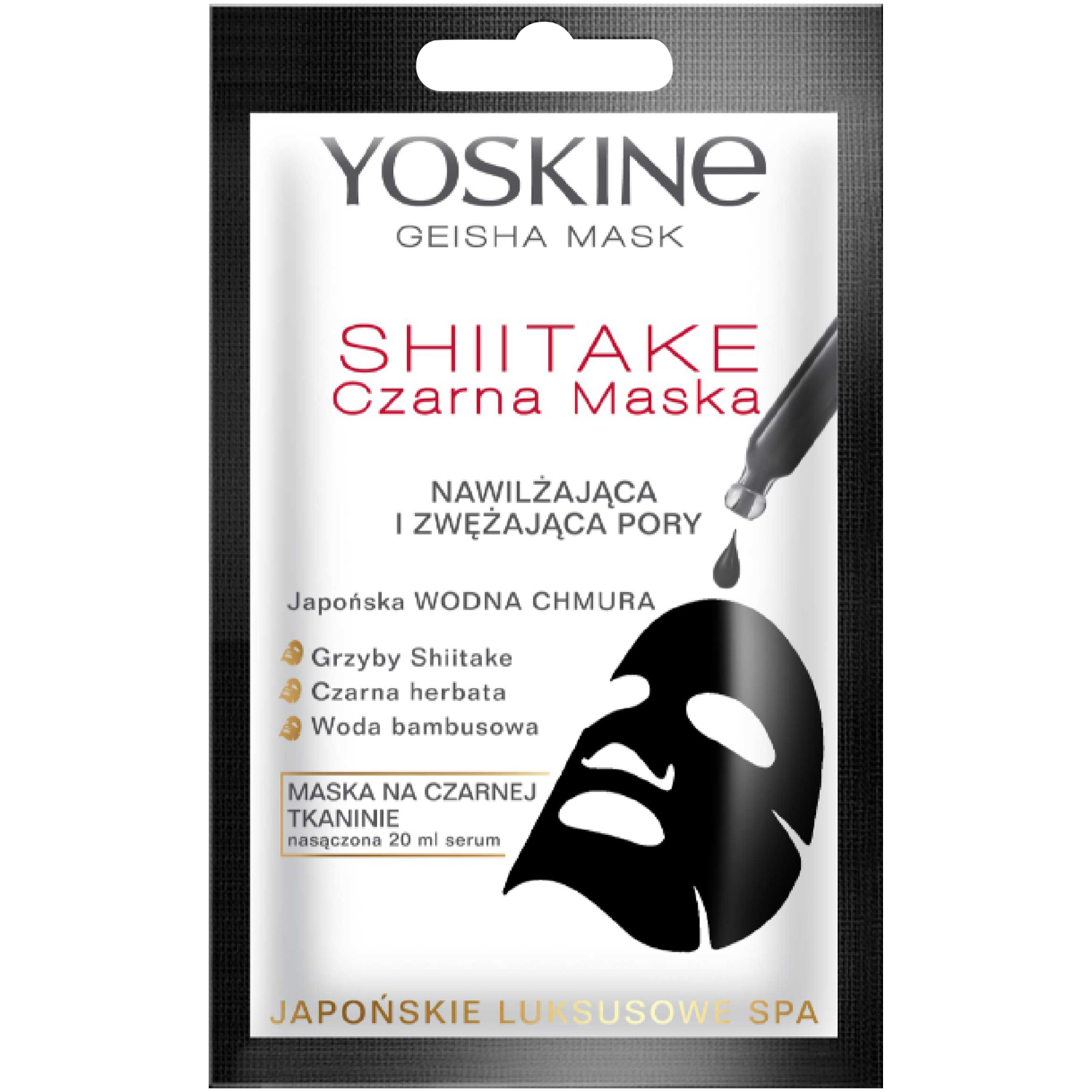 Yoskine Geisha Mask nawilżająca zwężająca pory czarna maska do twarzy, 20  ml | hebe.pl