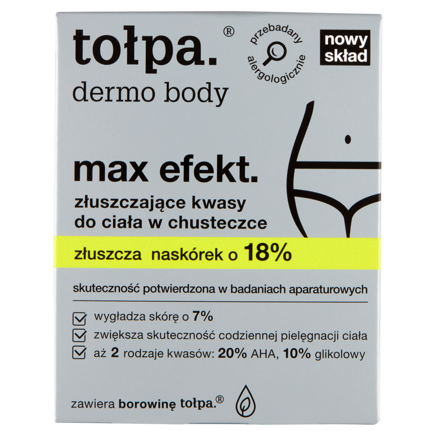 Tołpa Dermo Body Max Efekt złuszczające kwasy do ciała w chusteczce, 8  szt/1 opak. | hebe.pl