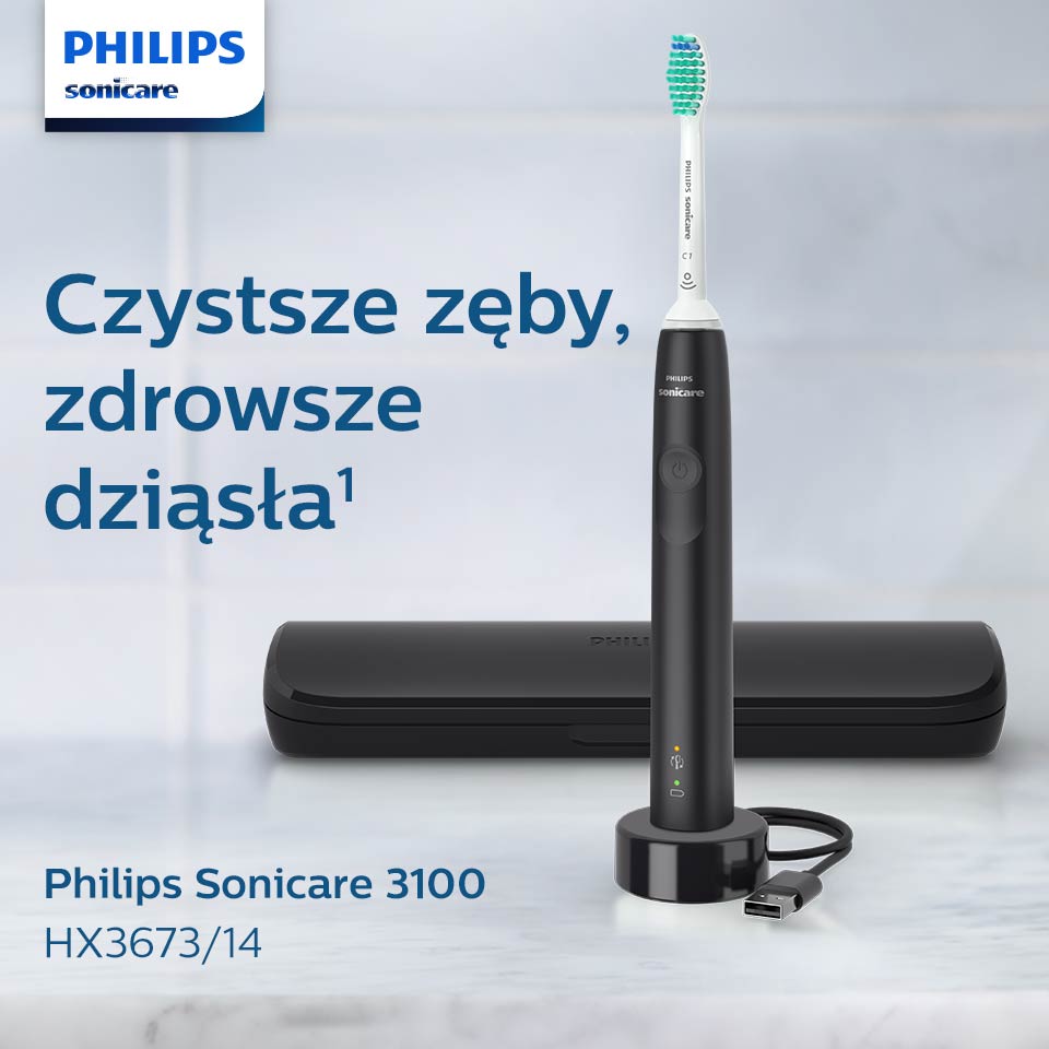 Philips Sonicare 3100 HX3673/14 szczoteczka soniczna do mycia zębów czarna,  1 opak. | hebe.pl